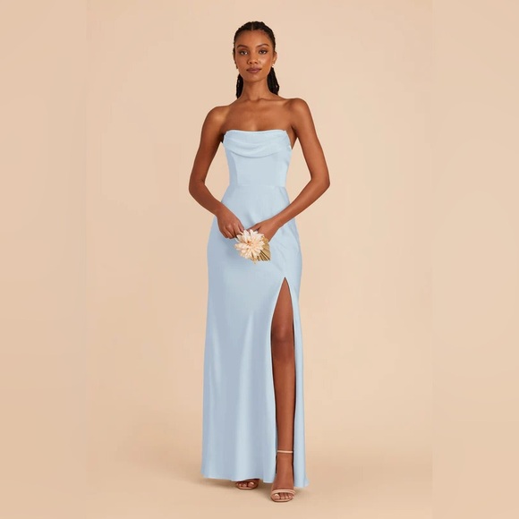 Birdy Grey Mia Convertible Dress in Mist Blue, Matte Satin - Picture 4 of 7